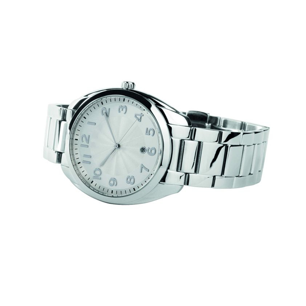 Gents analog watch with relief index