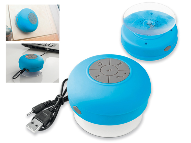 BLAST plastic 2.1 bluetooth speaker with rubberized surface, 3W, Light blue