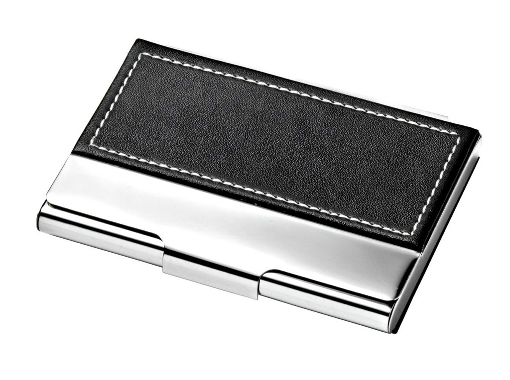 BUSINESS CARD CASE METAL - PU BLACK