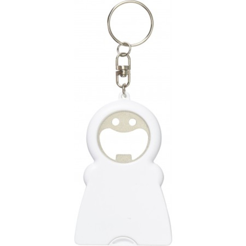 Plastic bottle opener in the shape of a funny face