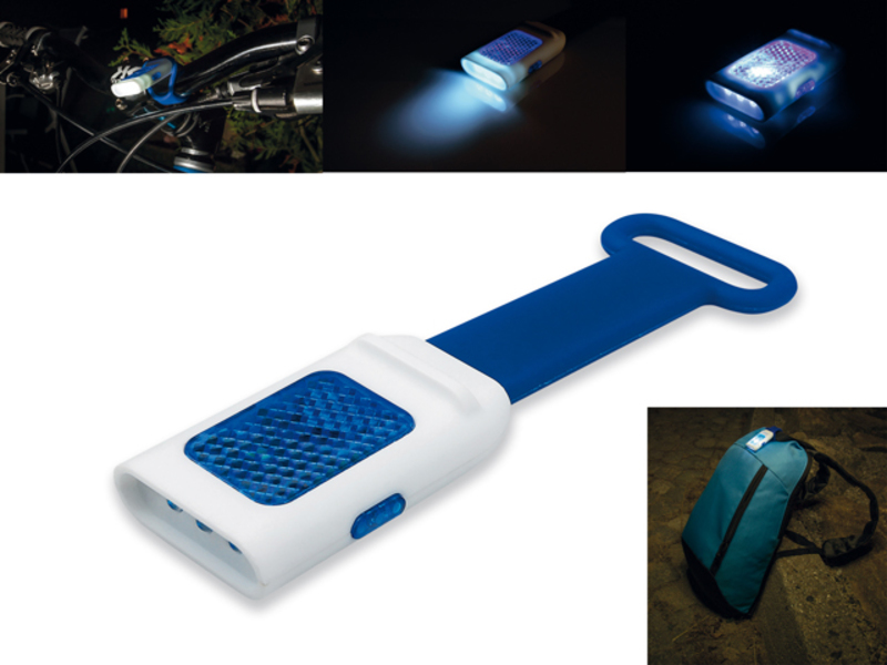SEE plastic 4 LEDs torch with reflector, silicone handle, Blue