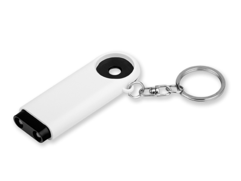 TOKEN plastic key ring - 2 LED lamp and token with size 0.5€ / 10 Kč, Black
