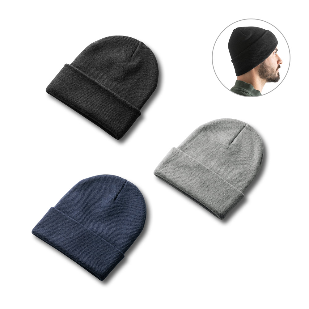 CARL. Recycled polyester (100% rPET) double-layered soft knit unisex beanie