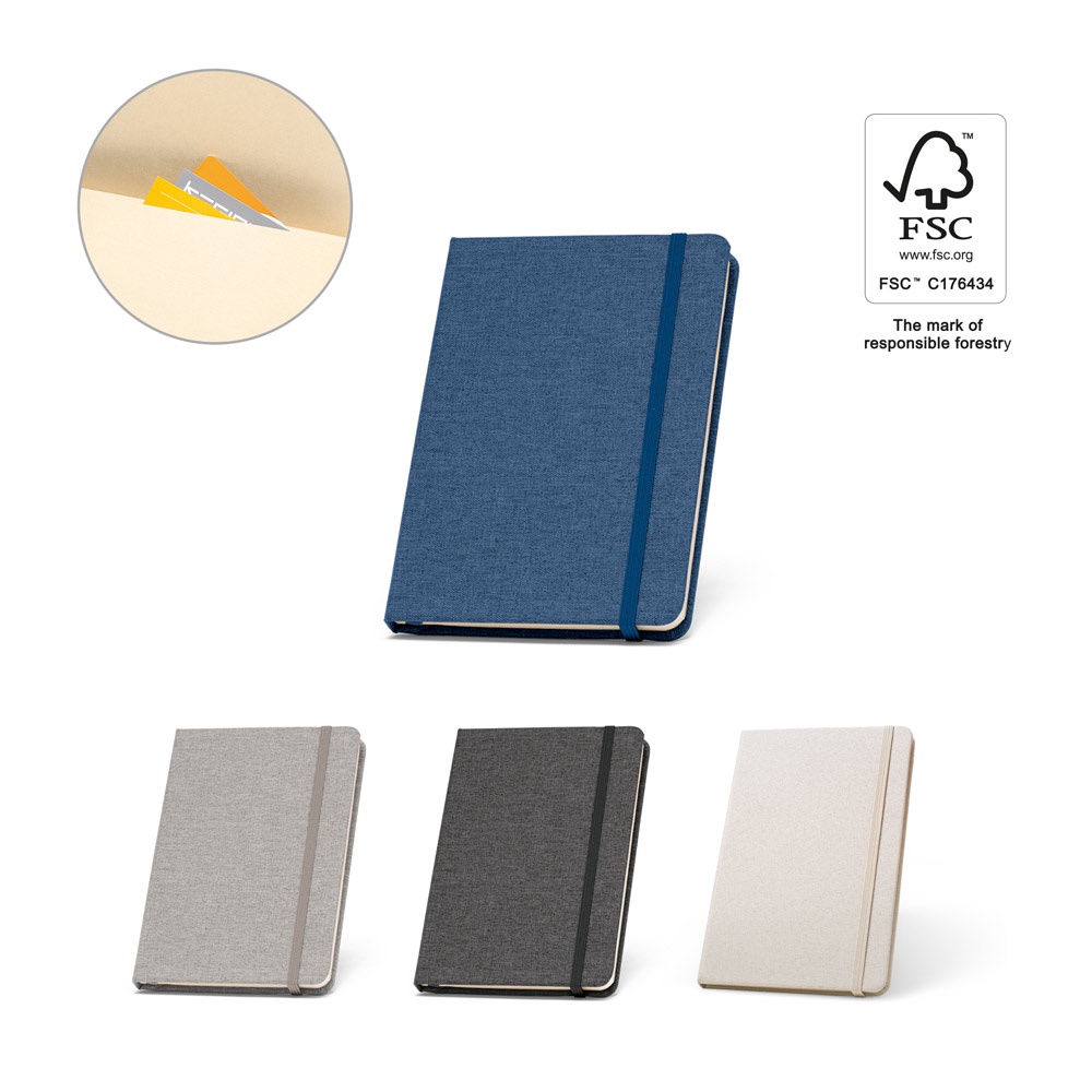 BOYD. A5 notebook in recycled polyester (100% rPET) with lined sheets