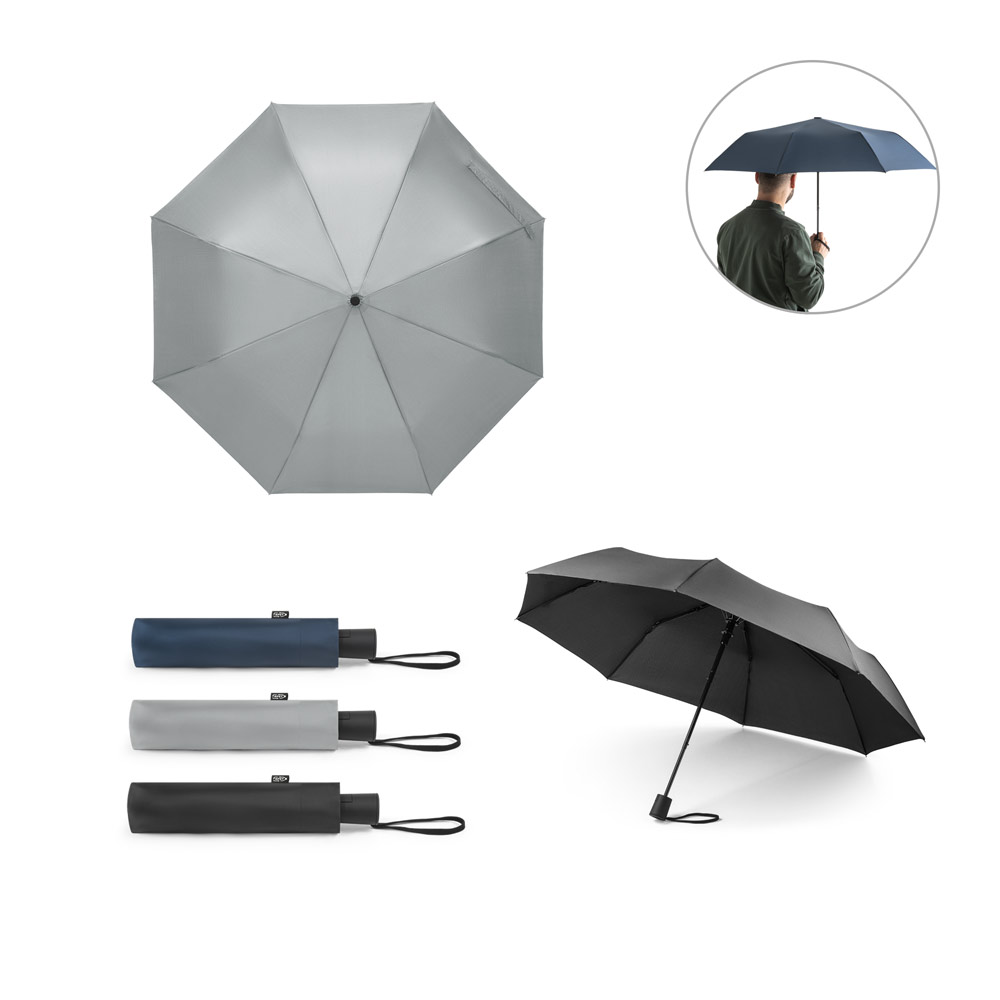 CIMONE. Telescopic umbrella in recycled polyester (100% rPET) 190T pongee with automatic opening