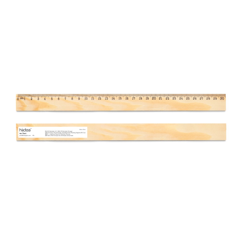 WESLEY 30. Pine wood ruler with 30 cm scale