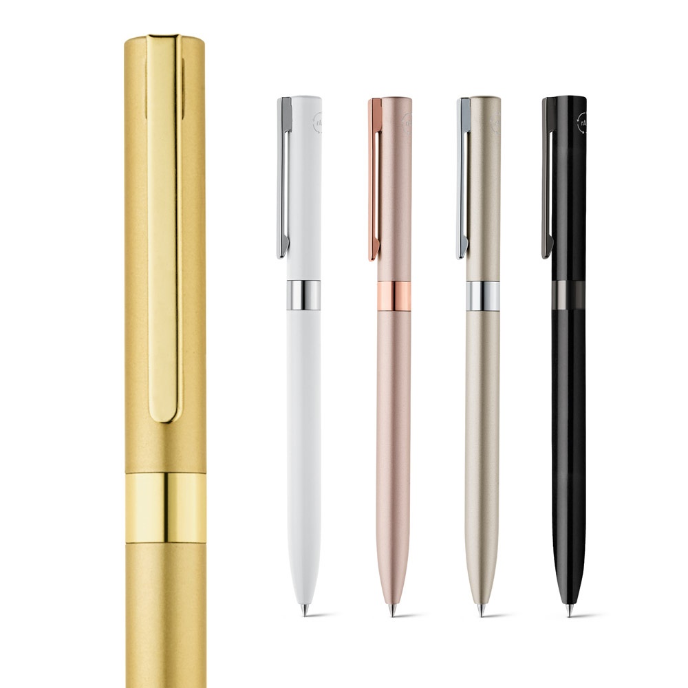 CLARE. Recycled aluminium (100% rAL) twist action ball pen with clip