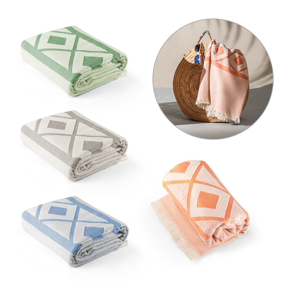 MALEK. Multifunctional bath towel (350g/m²) made of light and resistant cotton (85%) and recycled cotton (15%)