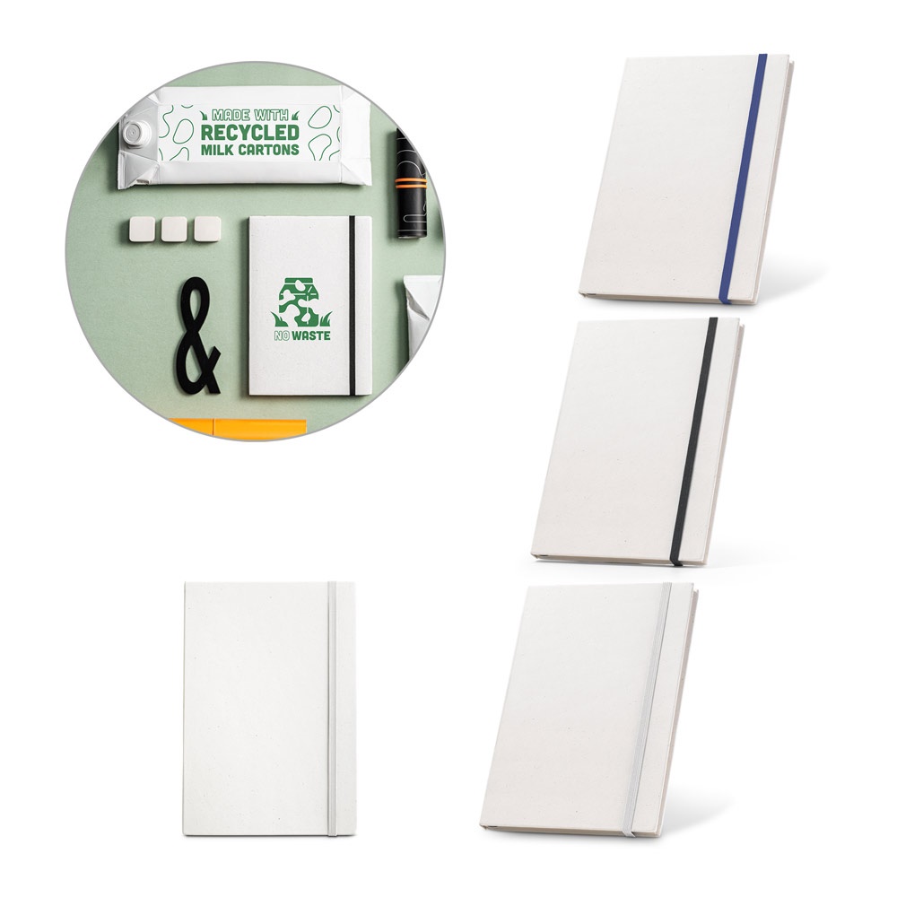 MILKY. A5 notebook with rigid cover in 100% recycled paper