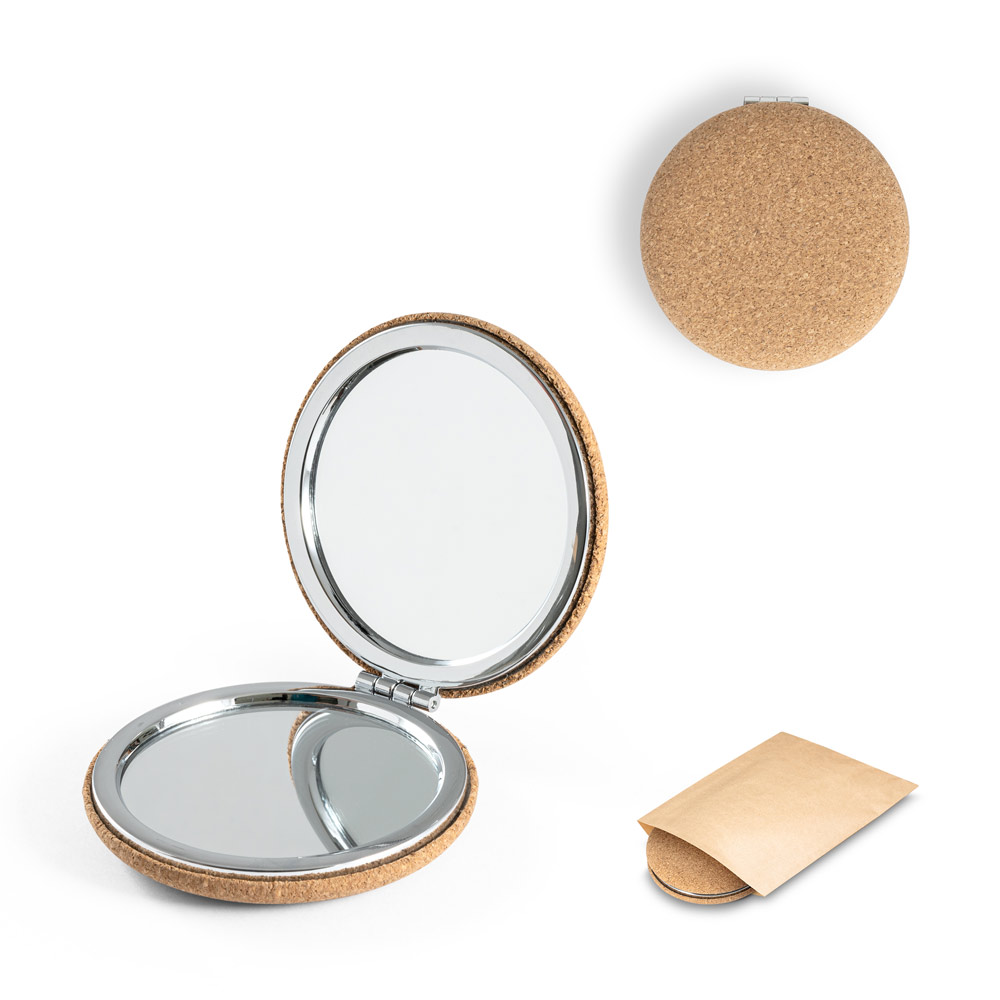 TILBURY. Folding cosmetic mirror in cork