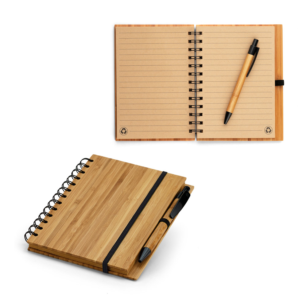 DICKENS A5. B6 spiral notebook in bamboo with recycled paper