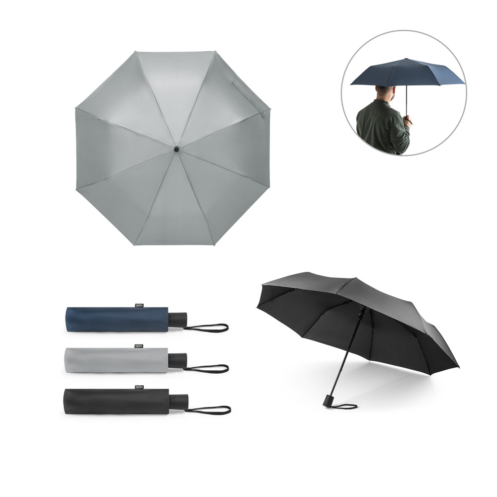 CIMONE. Telescopic umbrella in recycled polyester (100% rPET) 190T pongee with automatic opening