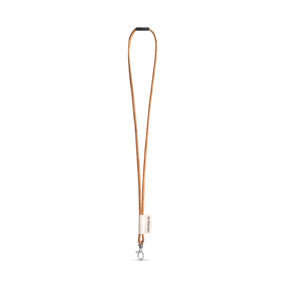 75096. SET Lanyard CORK Long (Ø 5 mm) with Hook Trigger Snap 9 mm and safety lock Ø 5 mm