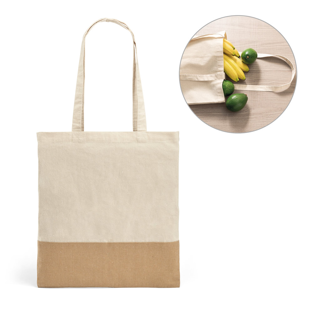 MERCAT. 100% cotton bag with imitation jute details