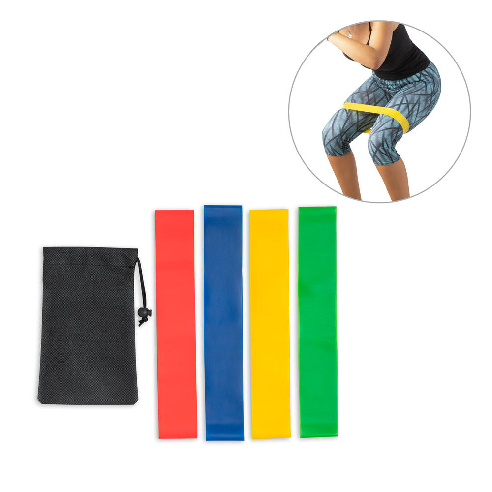 BURPEE. Set of elasticated resistance bands with non-woven pouch