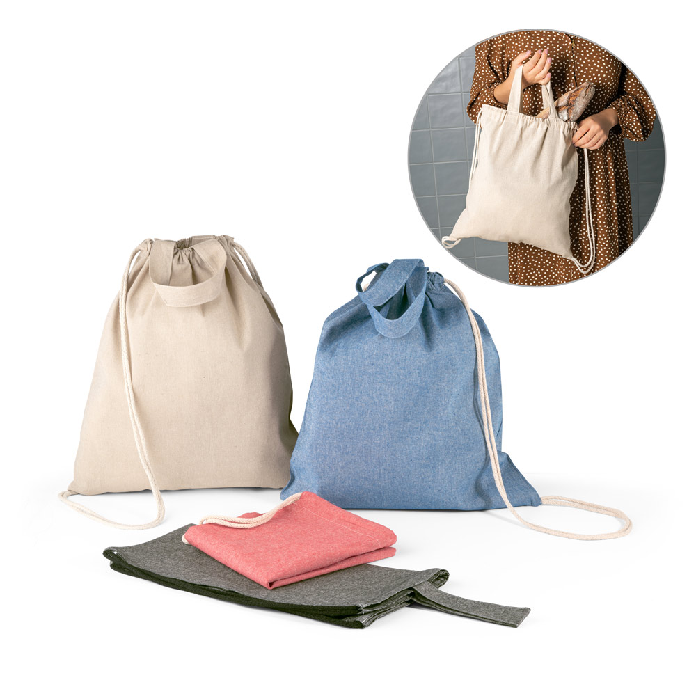 RISSANI. Drawstring backpack bag in recycled cotton