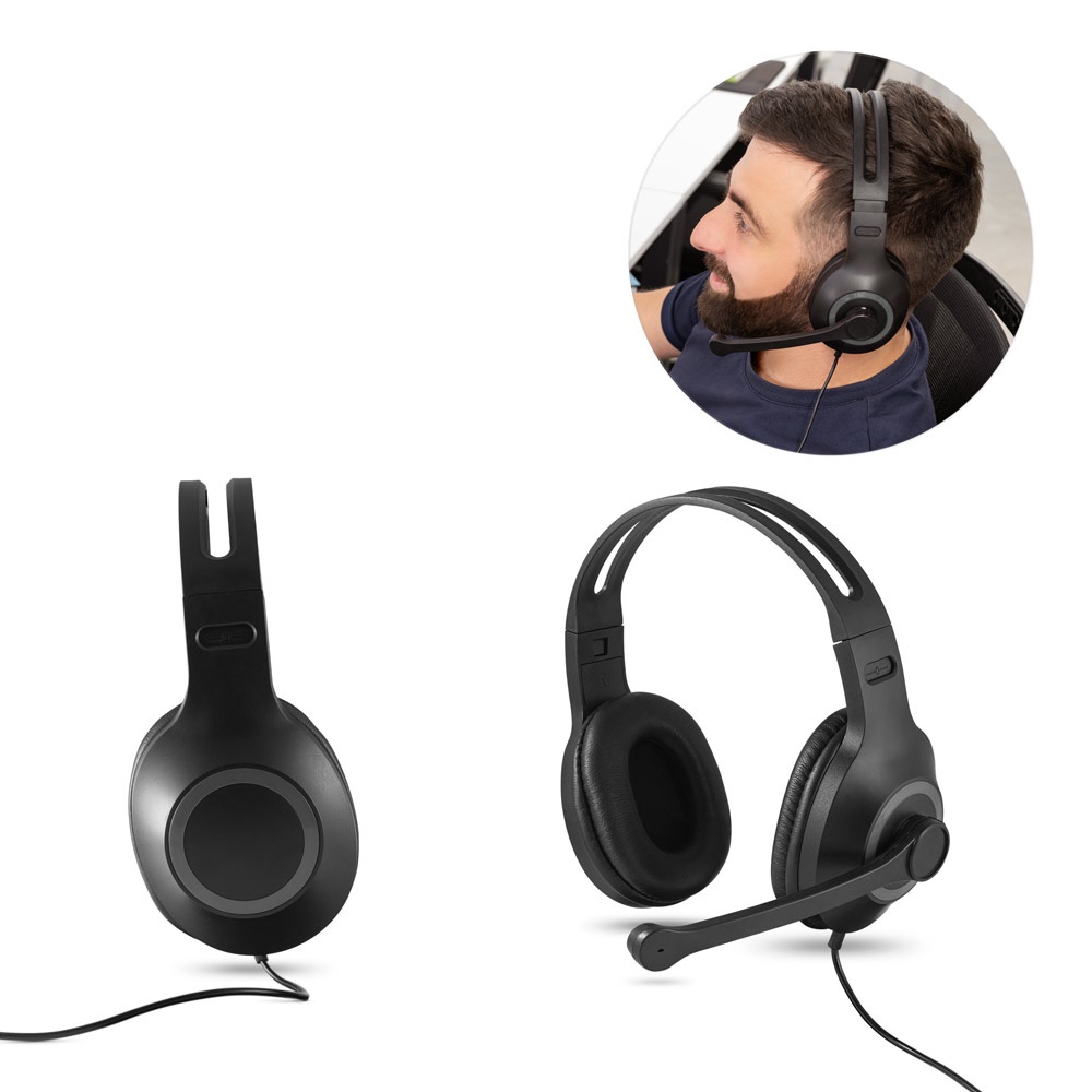 KILBY. Adjustable headphones with microphone in ABS and PP
