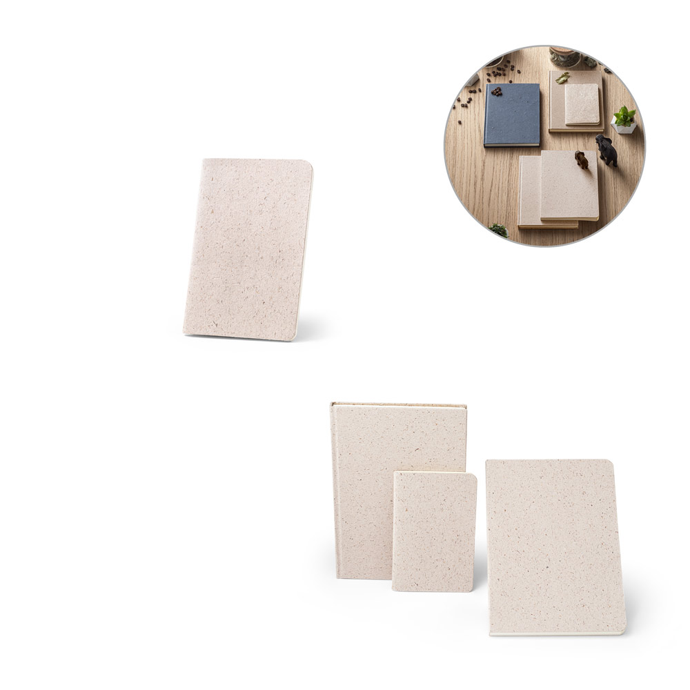 ORGANIC SOFT. A6 notepad with flexible cover made from organic elephant matter (80%)