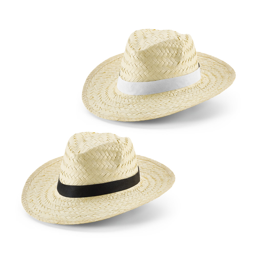 EDWARD POLI. Natural straw hat with polyester ribbon