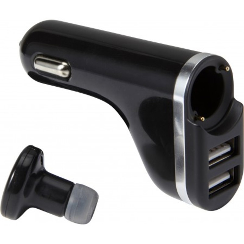 Plastic car charger with 2 USB ports