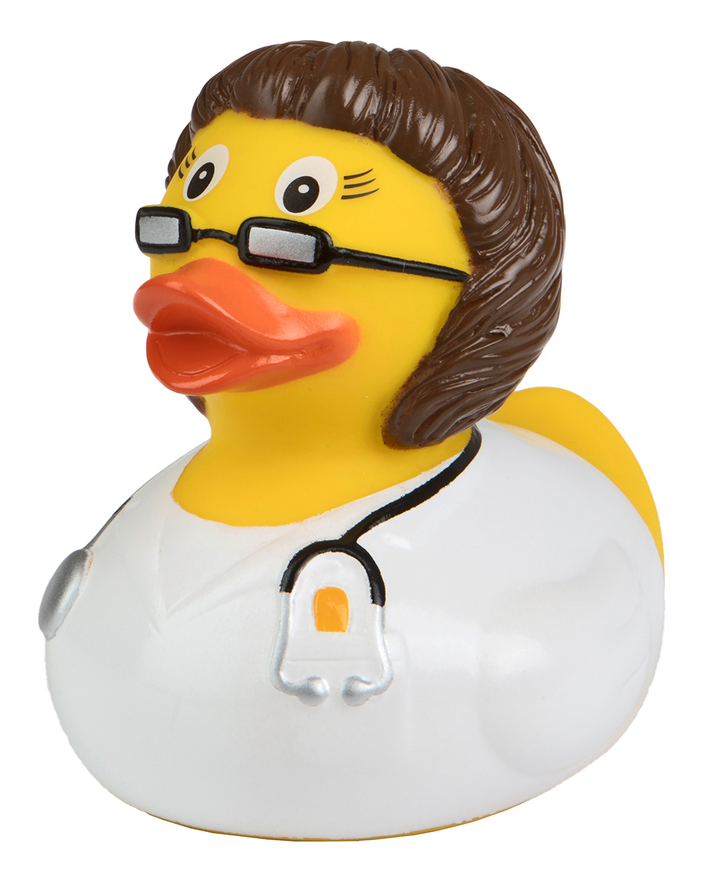 Squeaky duck doctor, brunette