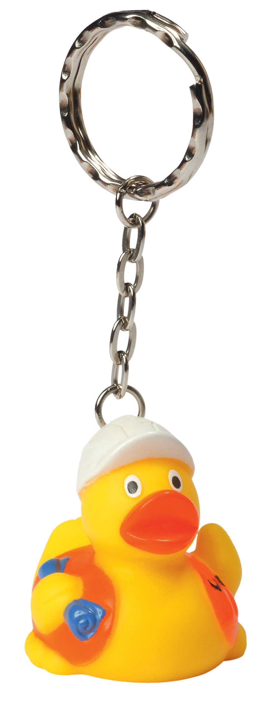 Mini duck keychain, construction worker