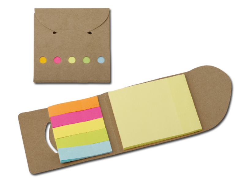 DEVITO colour sticky notes (25 notes/colour) in paper case, Natural