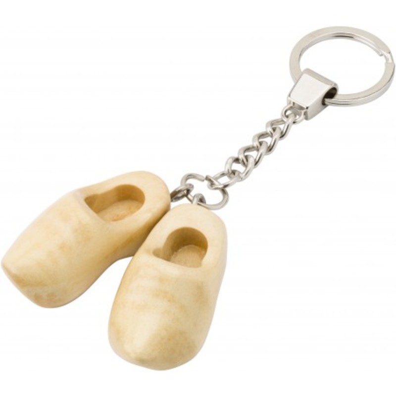 Steel key ring with a set wooden Dutch shoes
