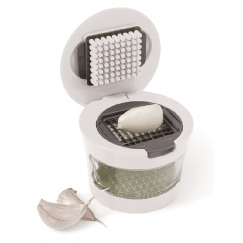 Plastic with stainless steel garlic cutter