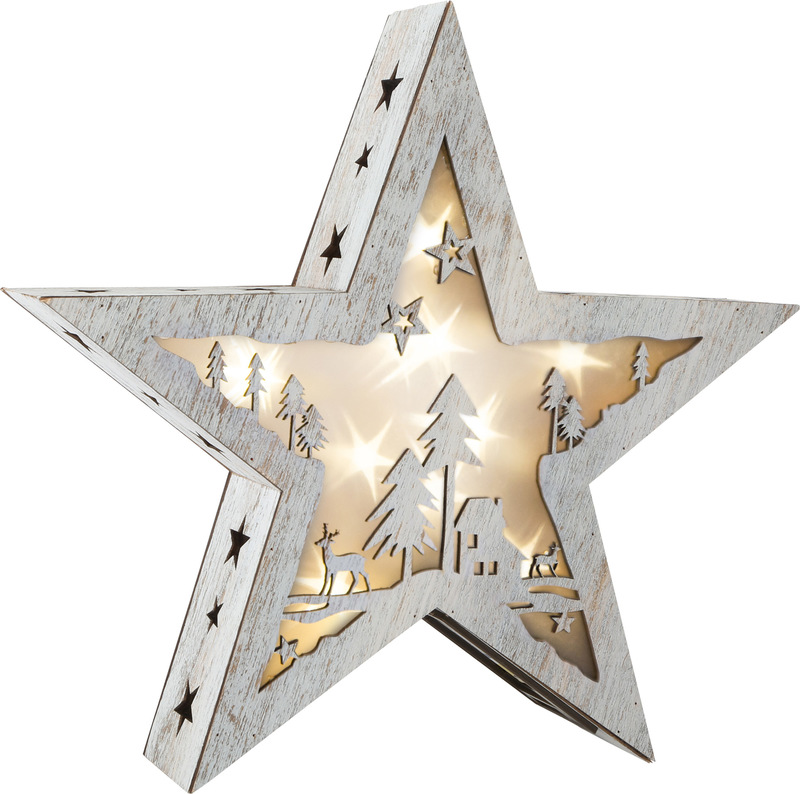 Illuminated Star with Motif, Shabby Chic, small