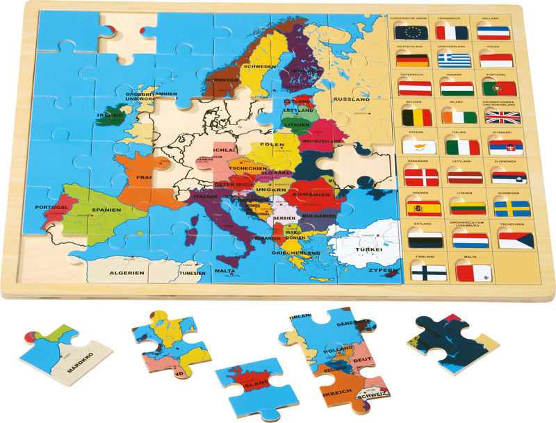Rahmenpuzzle Europa mit Fahnen