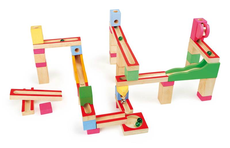 Holzkugelbahn Pastell