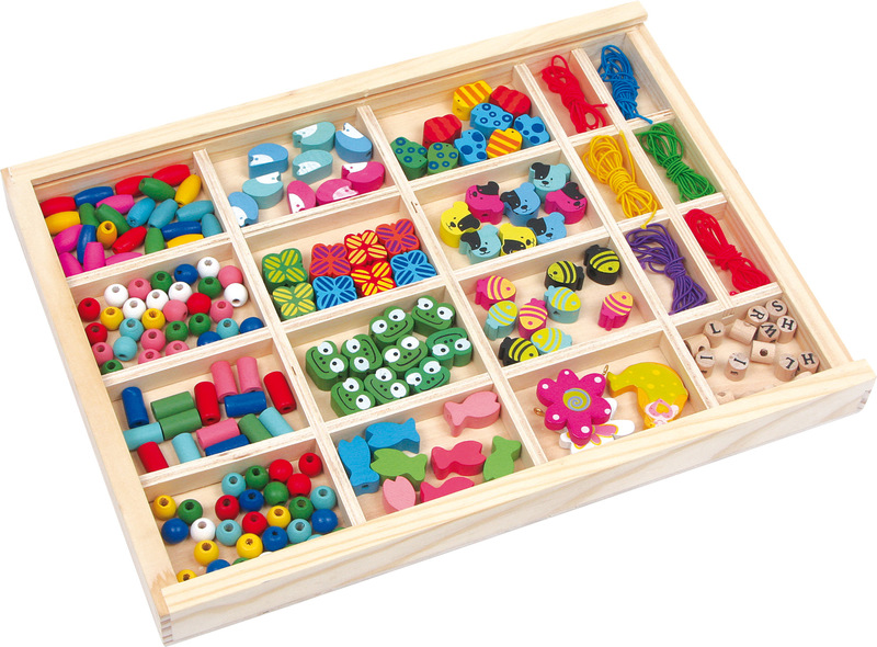 Threading Beads in a Wooden Box
