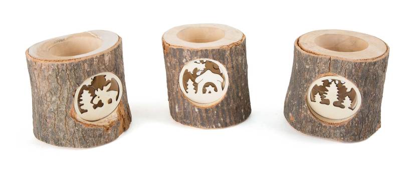 Teelichthalter Natur 3er Set