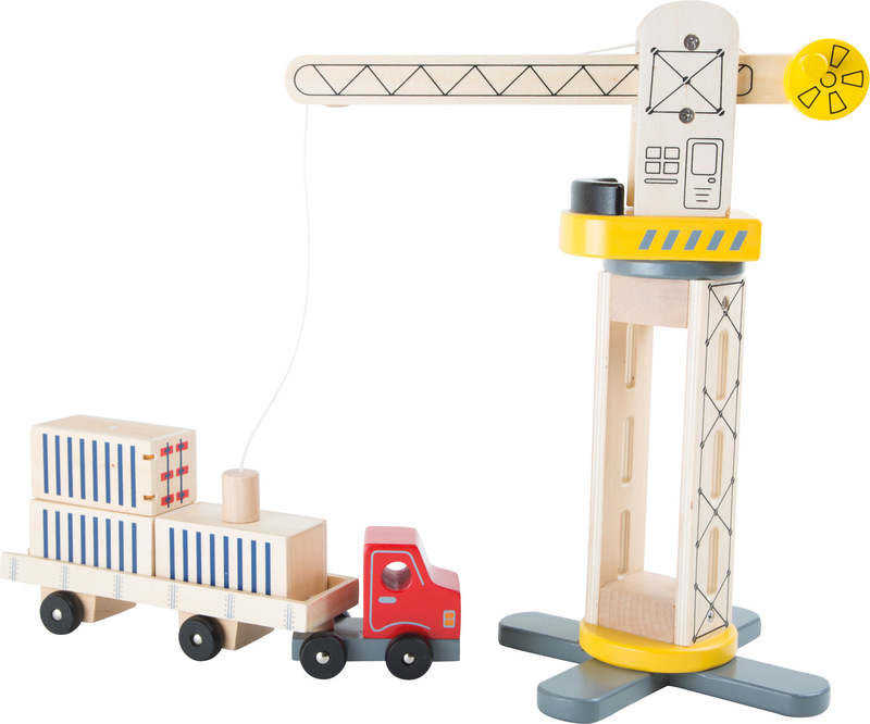 Kran und Transporter aus Holz