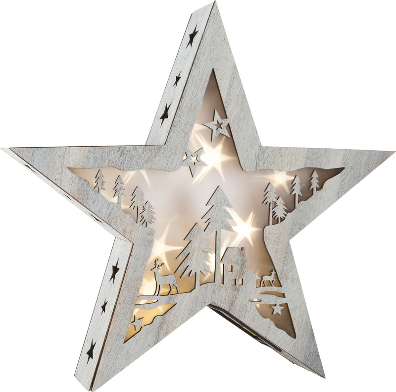 Illuminated Star with Motif, Shabby Chic, large