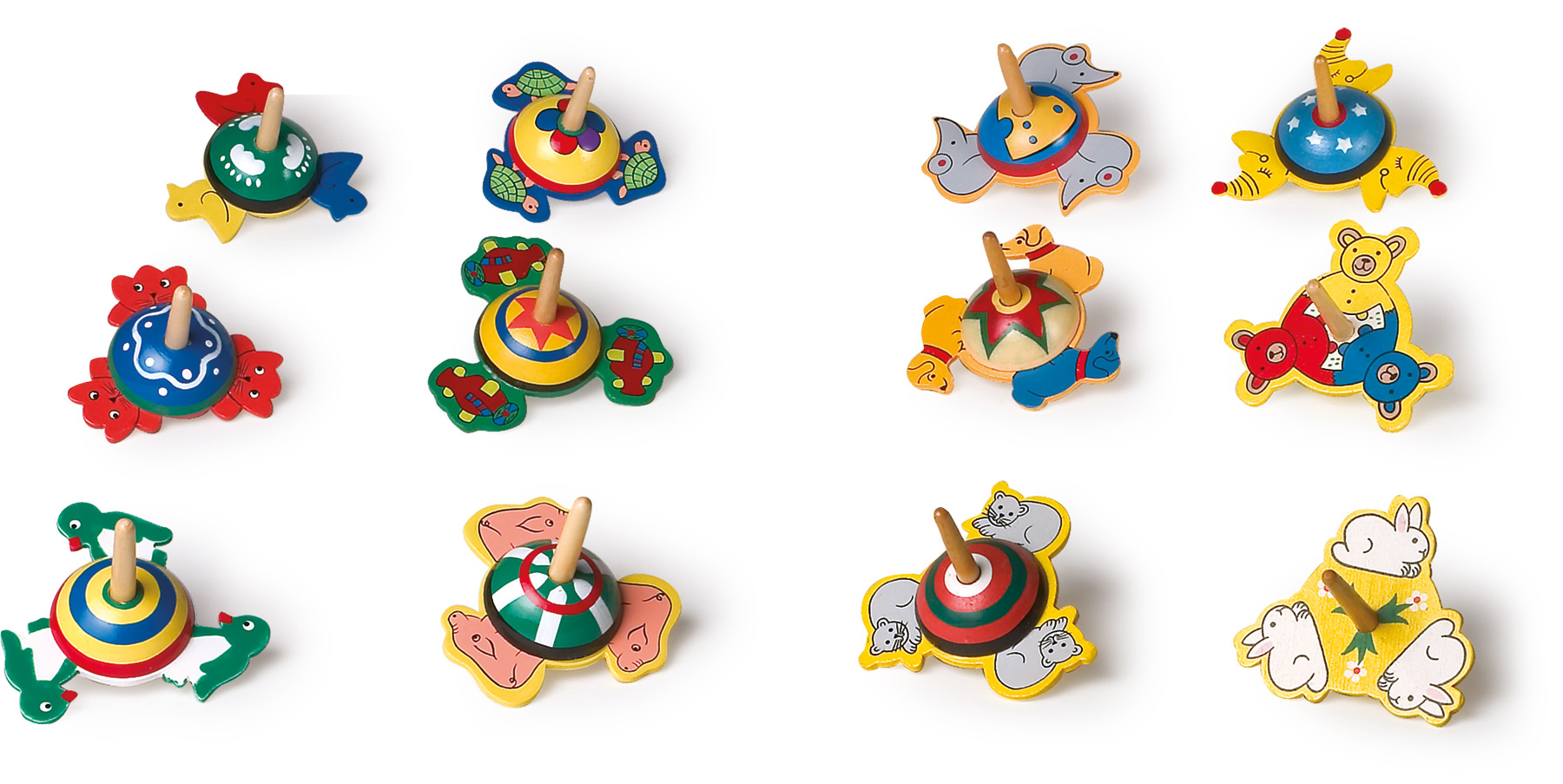 Wooding Spinning Tops Animals