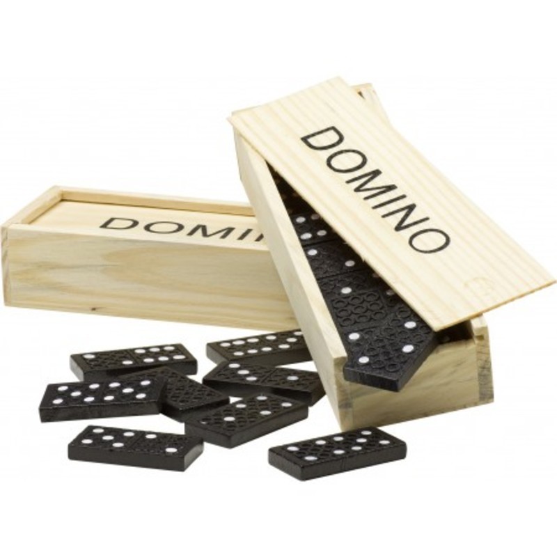 Domino game in a wooden box