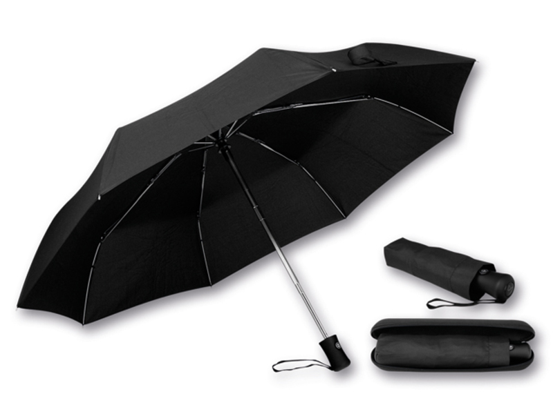 DIMA folding umbrella with open/close system, 8 panels, SANTINI, Black