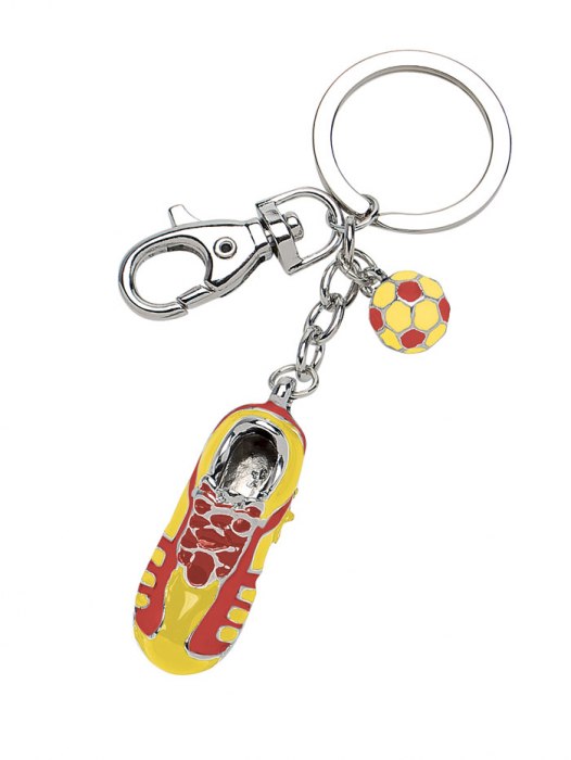 KEY CHAIN FOOTBALL SHOE YELLOW RED