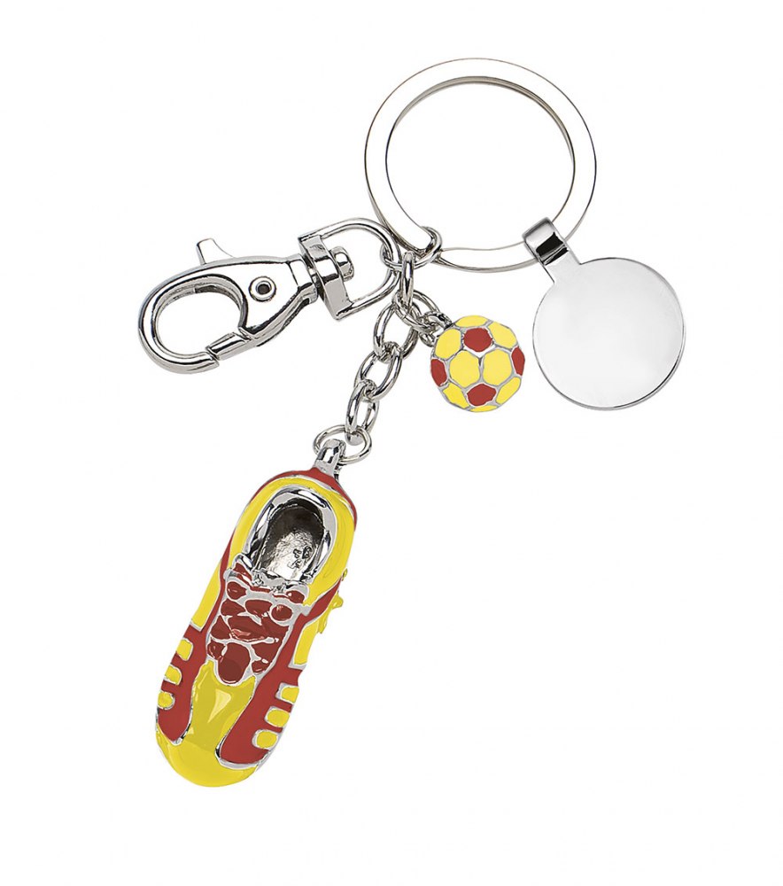 KEY CHAIN FOOTBALL SHOE YELLOW RED