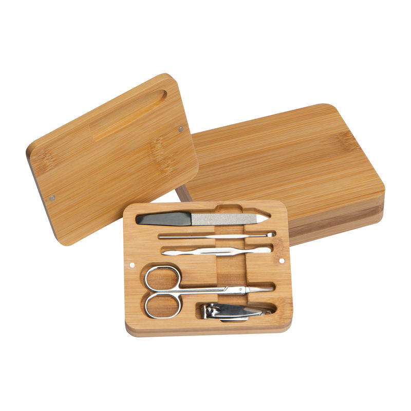 Manicure set in bamboo case