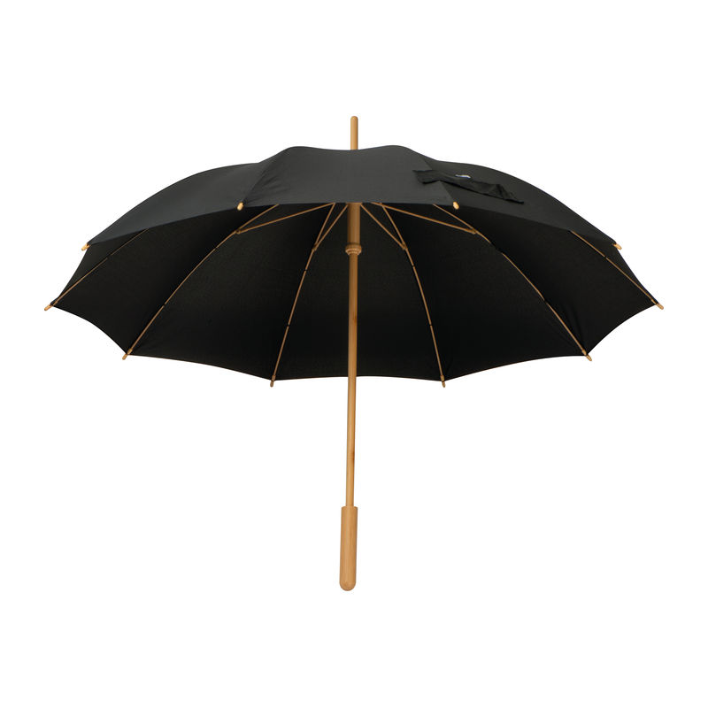 Stick umbrella with bamboo handle