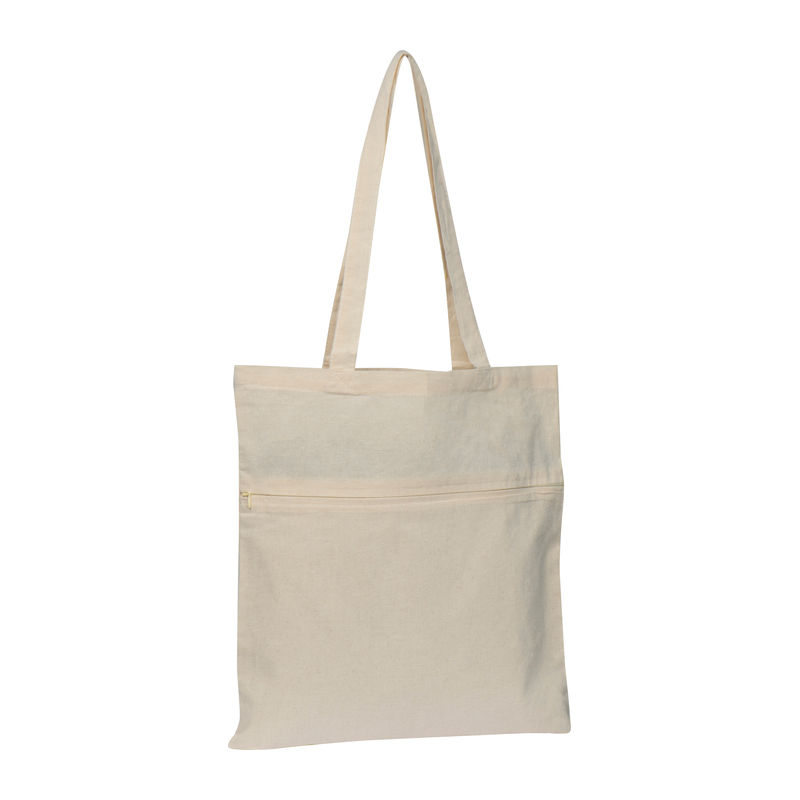 Cotton bag with closable front pocket 