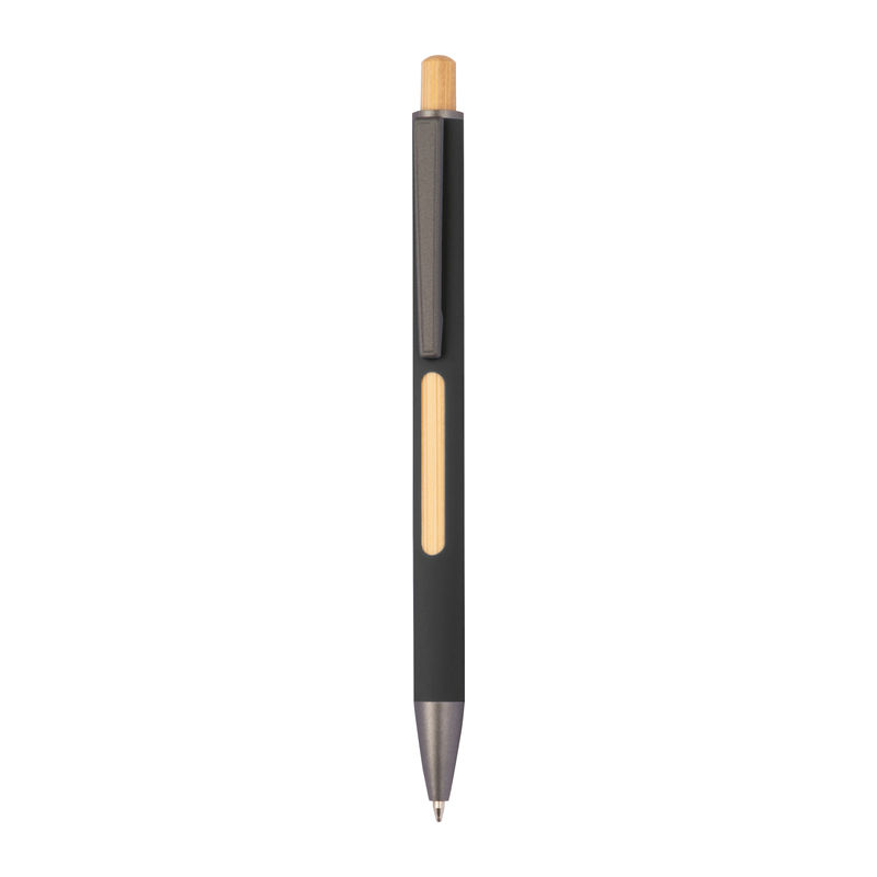 Recycled aluminium pen with bamboo window