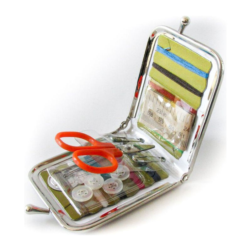 Sewing kit in clasp case 