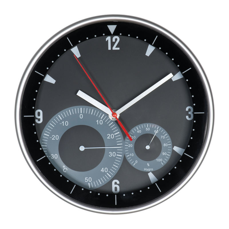 Wall clock with hygro and thermometer