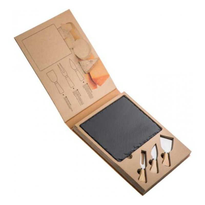 Cheese set with slate cutting board