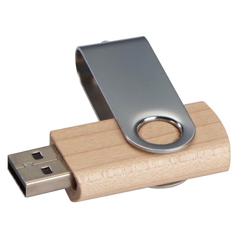 Twist USB Stick with light wood cover 8GB