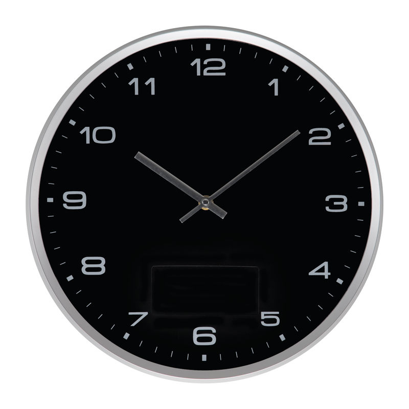 Wall clock with silver frame and click system
